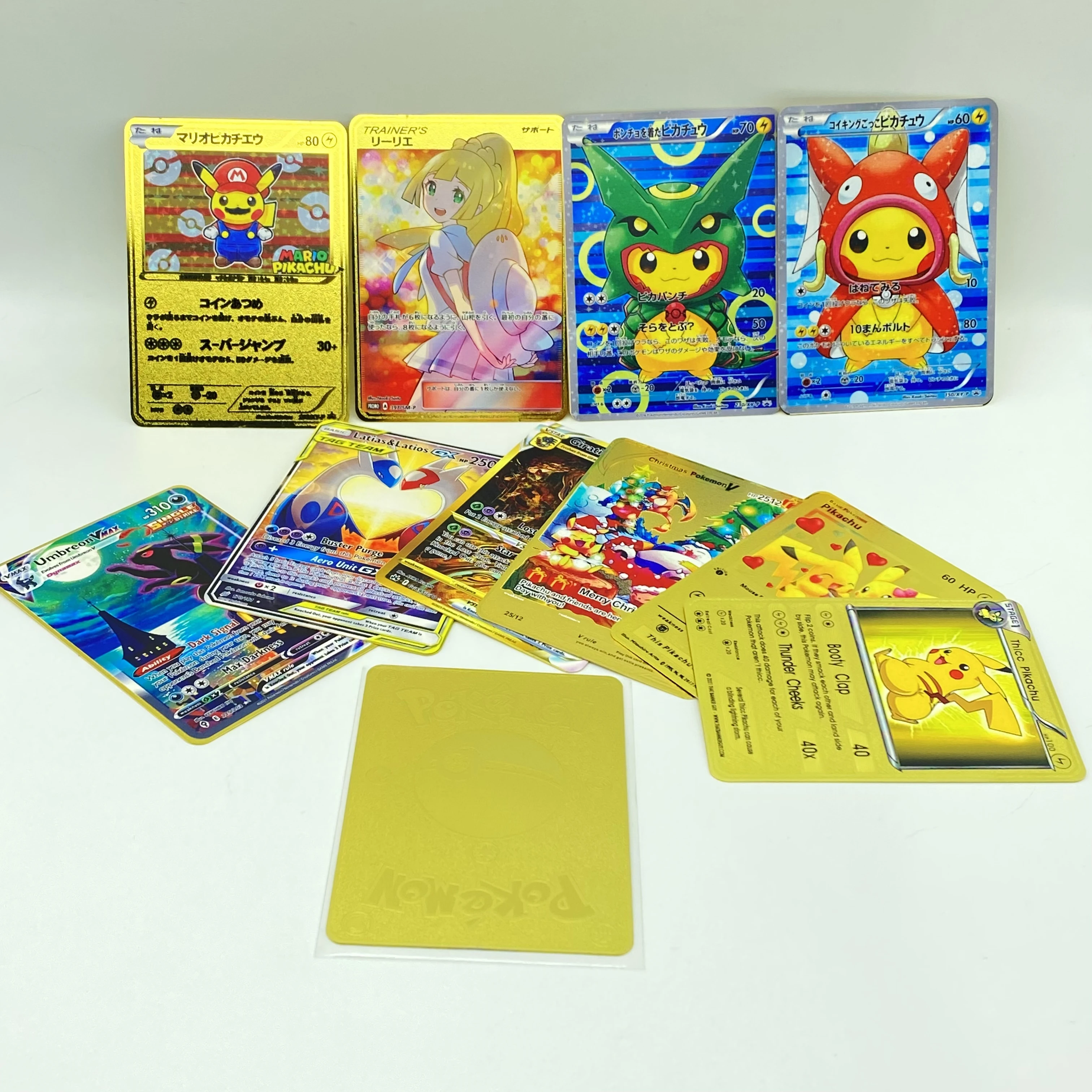 metal pokemon cards pikachu Gold Metal Pokemon Cards Pikachu Selections Custom Solid Heavy Christmas Gift Art Handmade Display