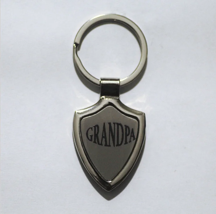 Engraved Gunmetal Stepped Edge Keychain for Grandpa