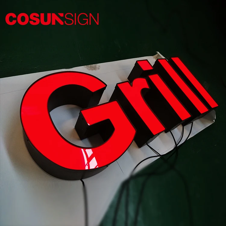 Cosun Custom Store Sign Led Design Shoes Shop Signboard Led Light Metal Letter With Large Led Light for Restaurant