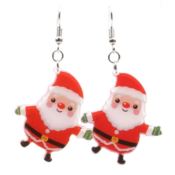 New Santa Claus Earrings Wholesale Acrylic Christmas Earrings Snowman Bell Earrings