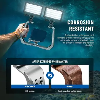 NEEWER Underwater Diving Rig for Action Camera, Aluminum Alloy Silver U Shaped Handgrip with 1/4" Screw, Cold Shoe, Compatible detail image