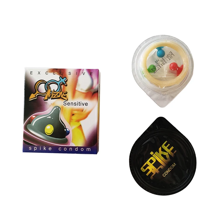 Studded Dotted Male Condom Transparent extra Safe Sex Toy Spike Condom Sex Products Pleasure Condoms