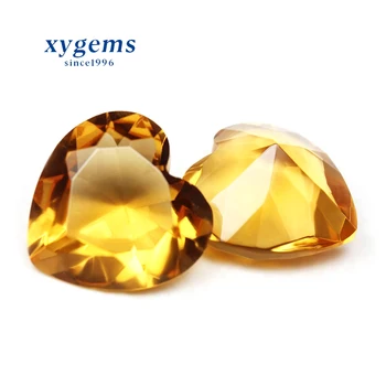 Wholesale Price Yellow Topaz Color Heart Shape Glass Gemstone For Jewelry Sets