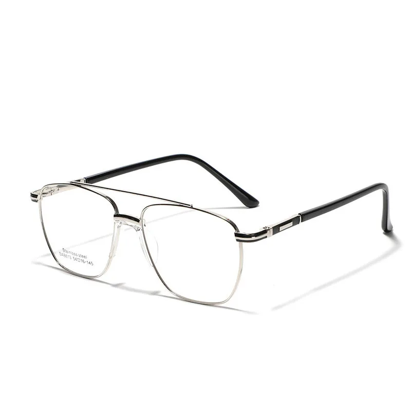 Glasses Bridge Large Frame square Flat Mirror for Men Cross-border Saddle Nose Pad Metal Myopia Frame Plain Mirror for Women