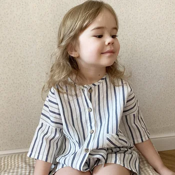 2025 New Style Children's Casual Home Clothing Summer Cotton Baby Pajamas Suit for Girls Short-Sleeved Two Piece Set