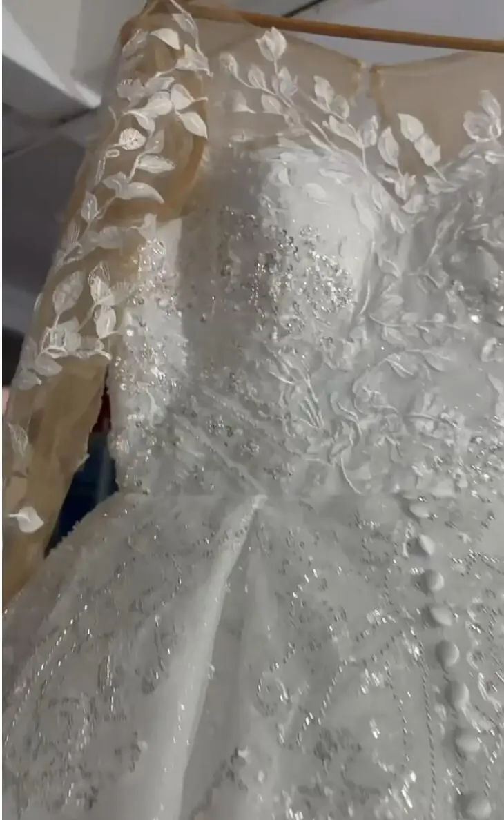 chinese dress ladies Romantic Flower Lace Long Sleeve Illusion Neck Summer Bridal Dress main image 0