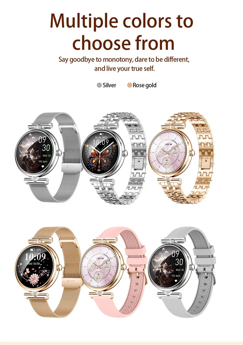 Смарт-часы женские водонепроницаемые, 1,28 дюймов