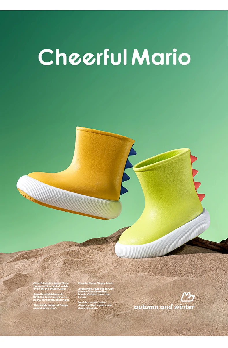 Cheerful Mario Baby thick soled rain boots Children rain shoes boys and girls non slip baby children water shoes rubber shoes Alibaba