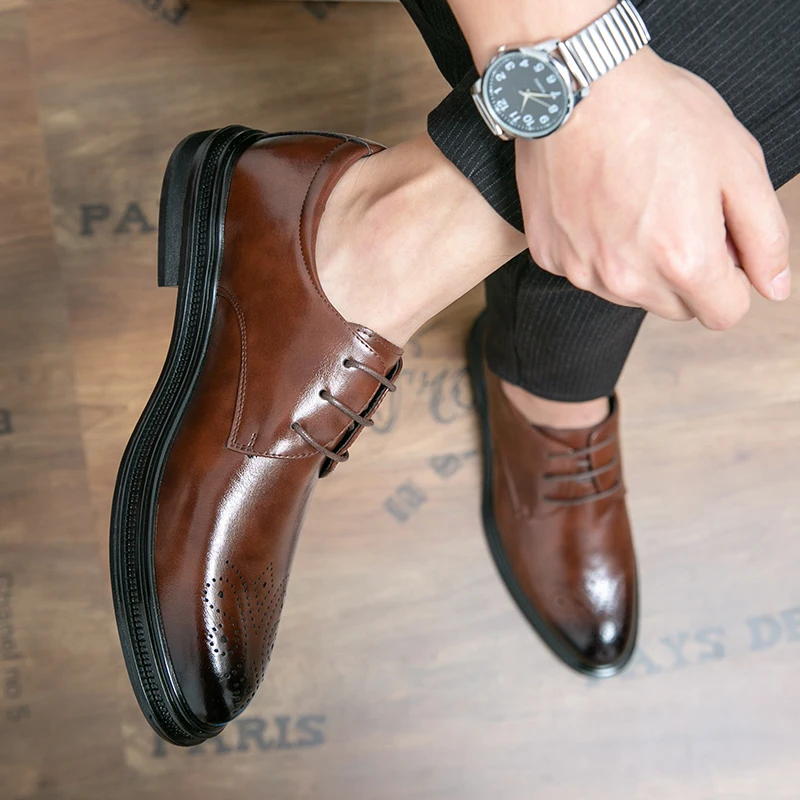 Model Design Handmade Dress Shoe Formal Leather Business Shoes Hot Sale New for Men Handmade Gentleman Wedding Shoes Patchwork