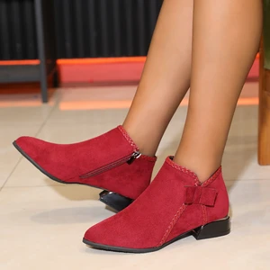 Autumn New Women's Boots European and American Pointed Head Side Zipper Women's Suede Boots Large Size Fashion Boots