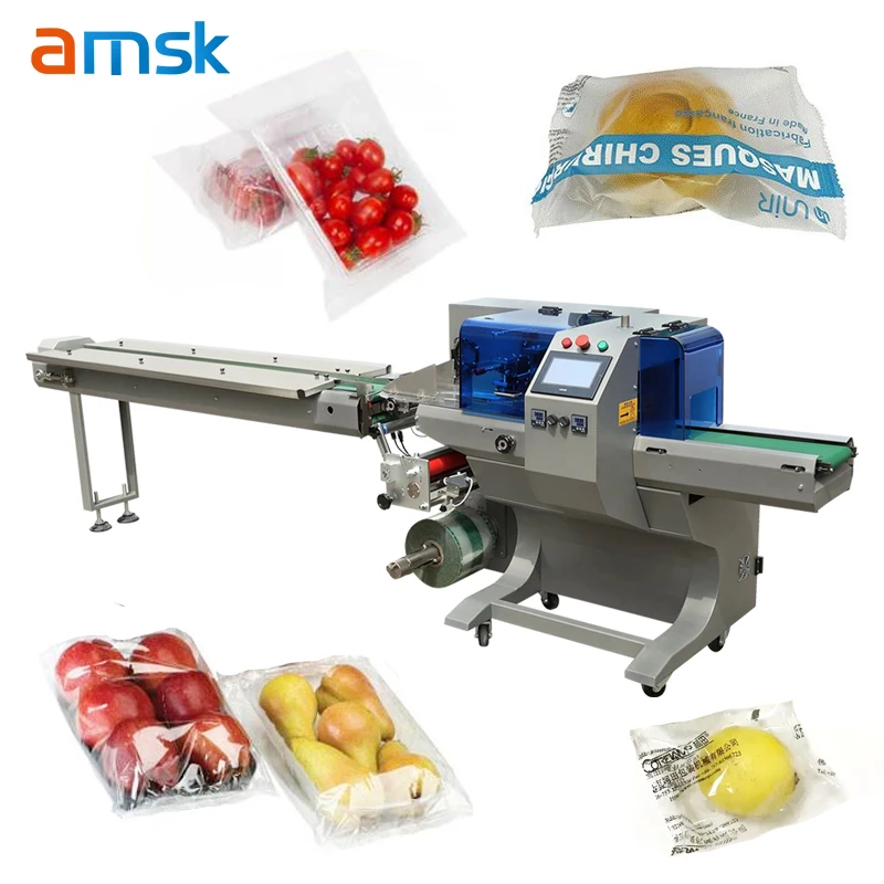 BG-350 Horizontal Pack Packing Machine Bananas Oranges Flow Packaging Vegetables Fruits Pillow Flow Pack Wrapping Machine