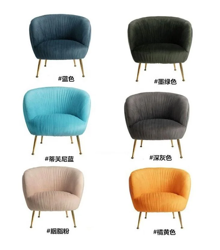 Luxury Italian Modern Living Room Furniture Hotel Lounge Tufted Velvet Sofa Chair Single White Gold Accent Chair