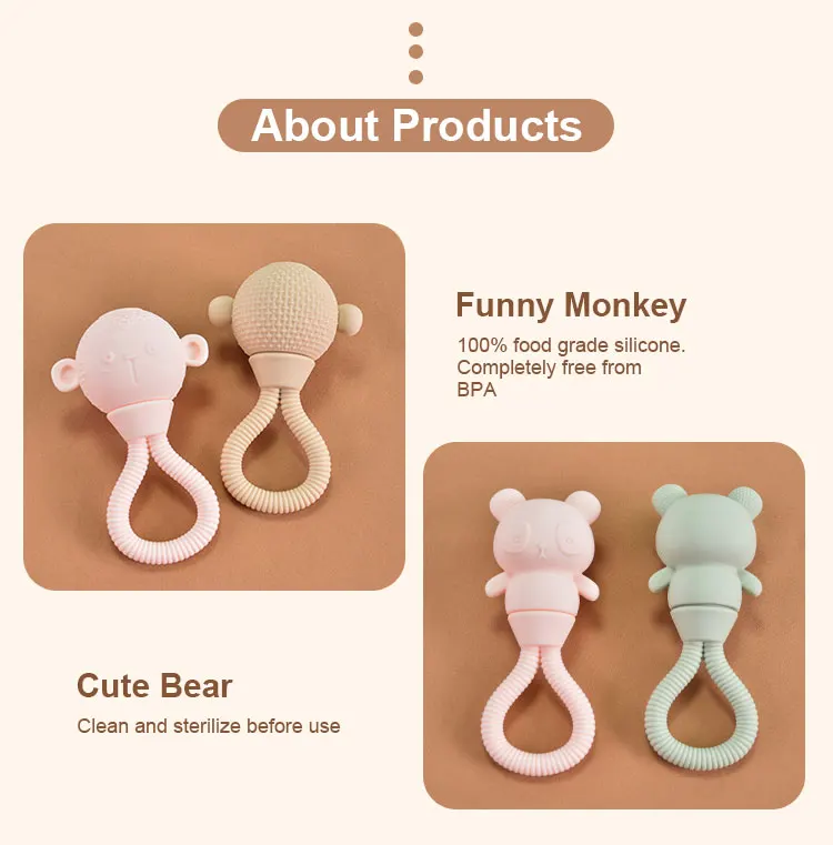 Custom Eco Friendly Baby Silicone Teether Products Manufacturers Animal