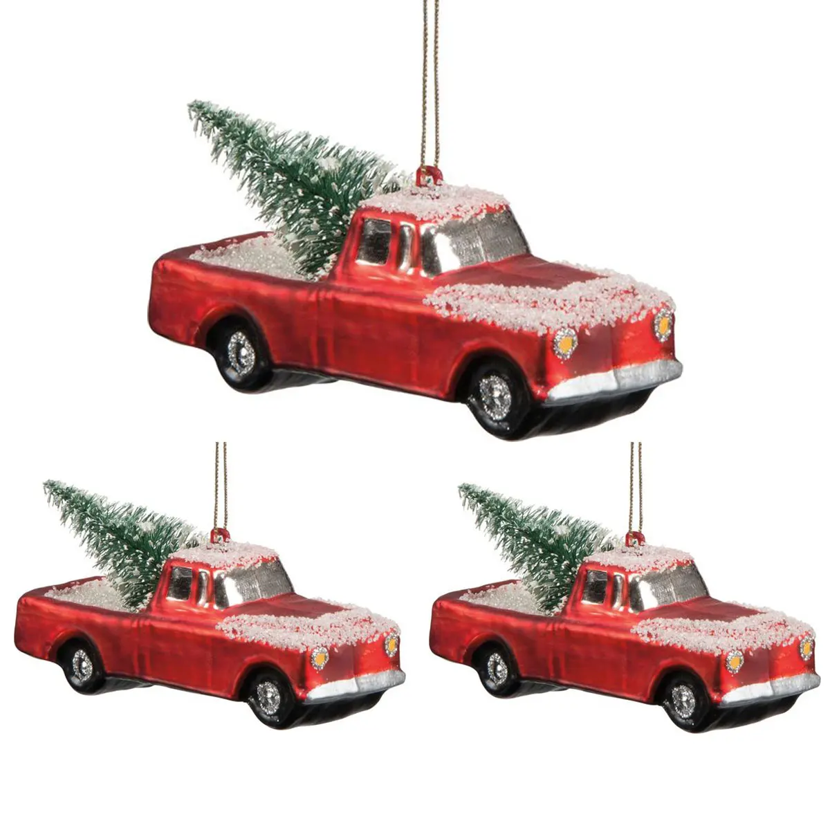 Custom blown glass Red Rustic Truck Decor for christmas personalised vintage christmas vehicle hanging ornaments wholesale