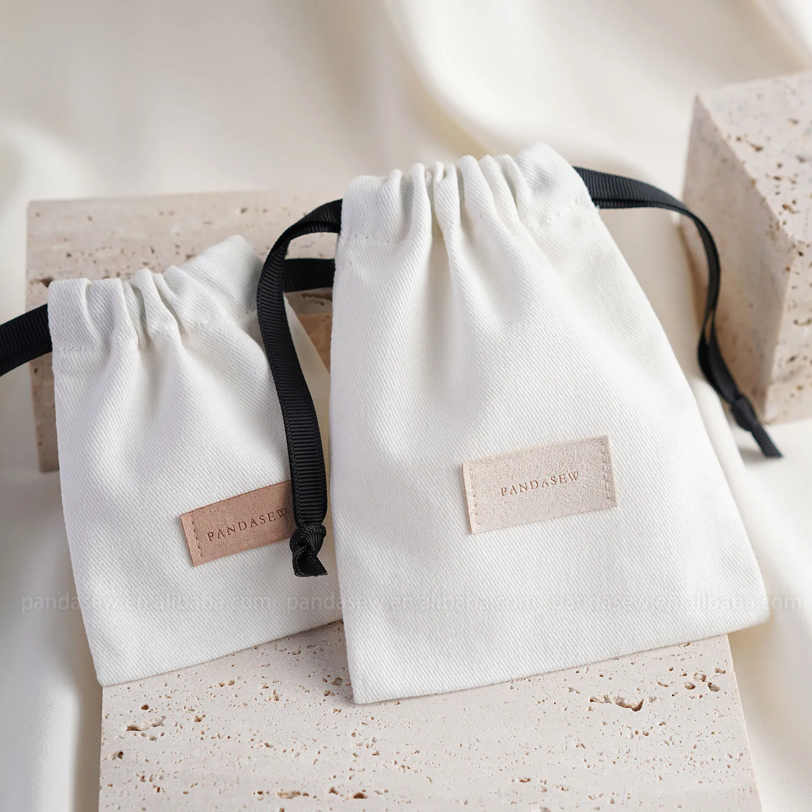 Pandasew Custom Logo Sachet Pour Bijoux Small Gift Bags Twill Cotton ...