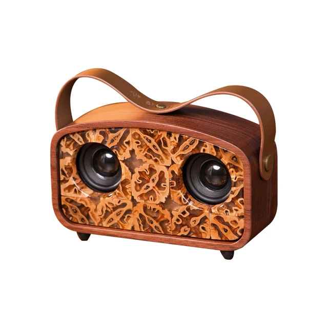 Exquisite Luxury Walnut Crafts Owl Shape All Solid Wooden BT Speaker Mini Portable Fidelity High Sound Wood TWS Speaker