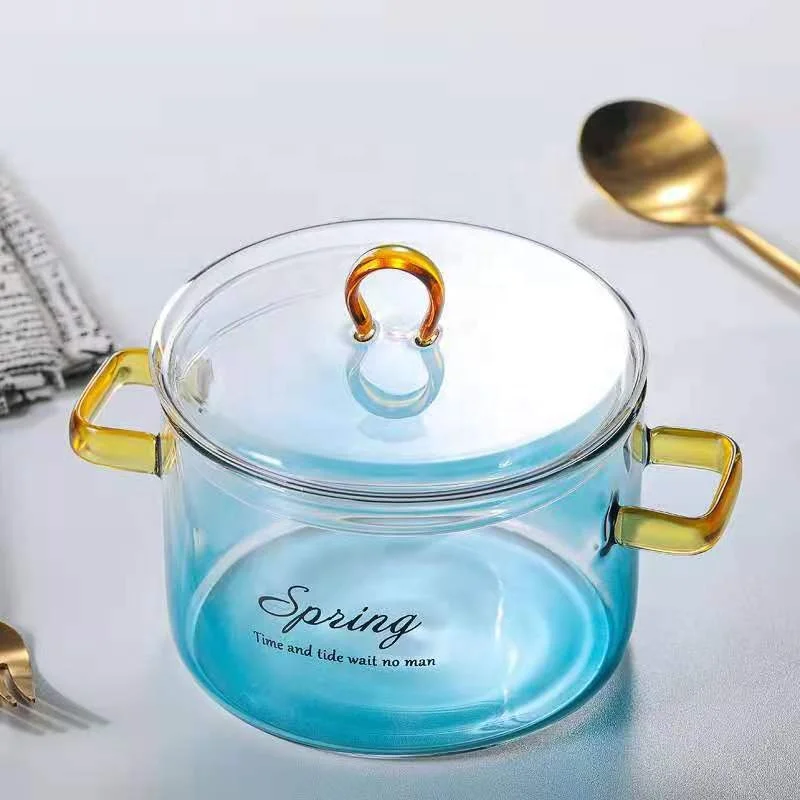 Kitchen Cookware Sets Soup Pot Glass Borosilicate Glass Cooking Pot With Glass Cover
