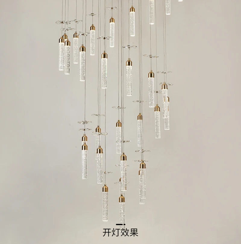 MEEROSEE Lamp Hotel Bedroom Postmodern Linear Pendant Light  Luxury Crystal Chandelier  Led Lights For Home MD87957