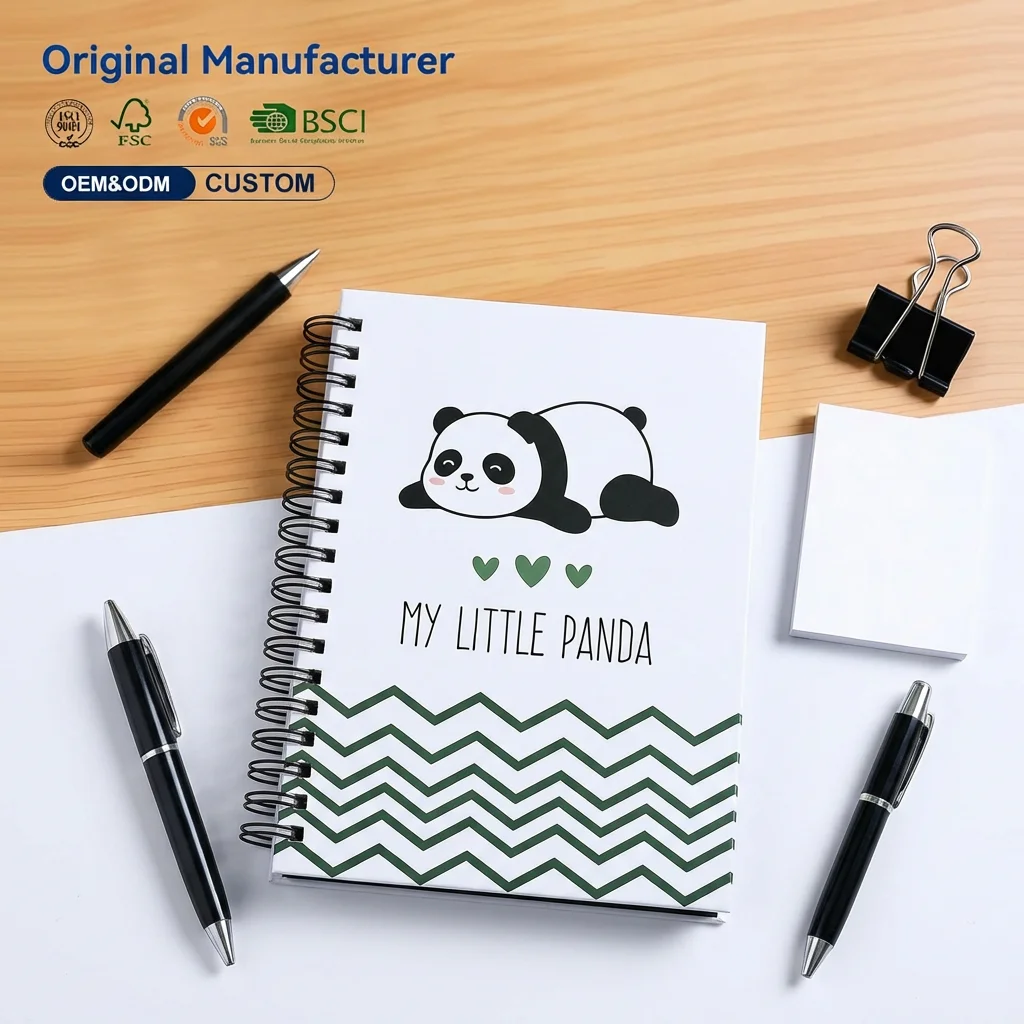 Panda Pattern Hardcover A5 Journal Notebook with Zigzag Design Gift for Students School Supplies