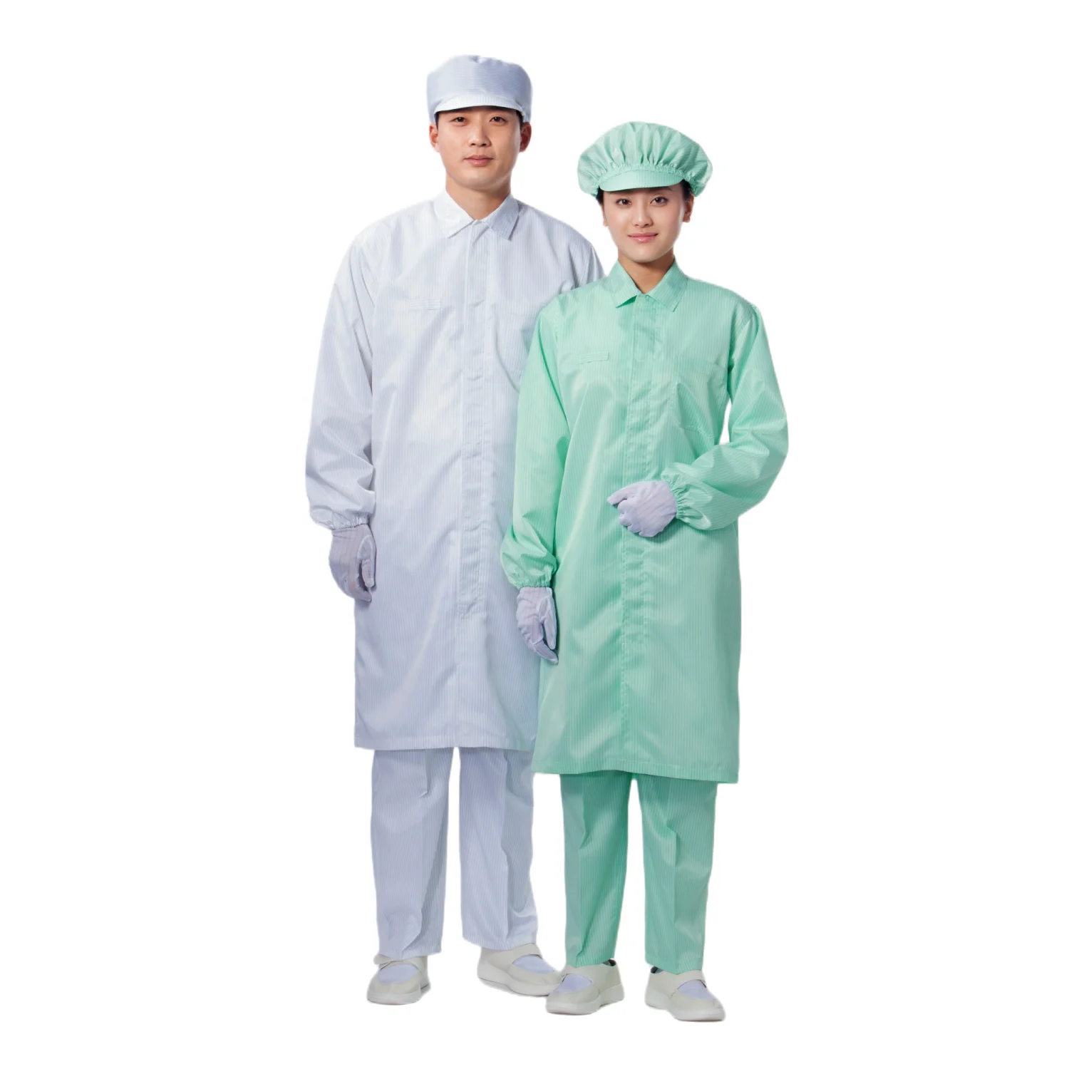 V Neck Reusable Custom Logo Food Industry Worker Uniform Garment Gown ESD Dust Free Polyester Lint Free ESD Cleanroom Lab Smock