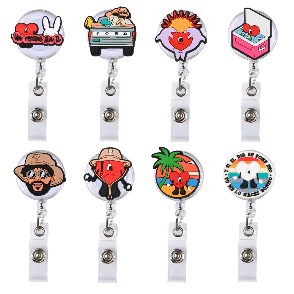 Custom Design Black Plain Sublimation Blank Medical Nurse Retractable Clip Key Holder Id Card Badge Reel Holder