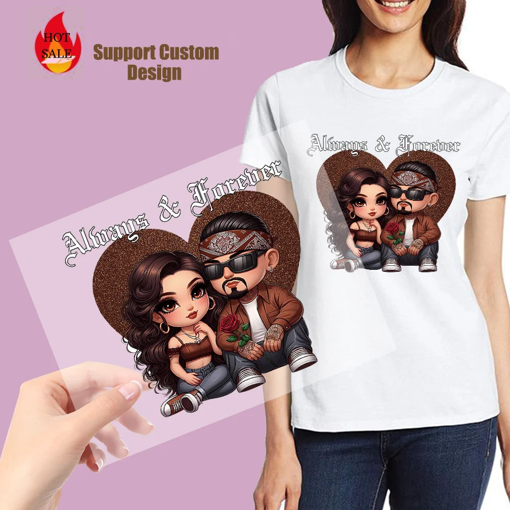 Chicano Couple Valentine Screen Print Transfers Iron on Plastisol Transfers  DTF Print Plastisol Heat Transfer for T-shirt