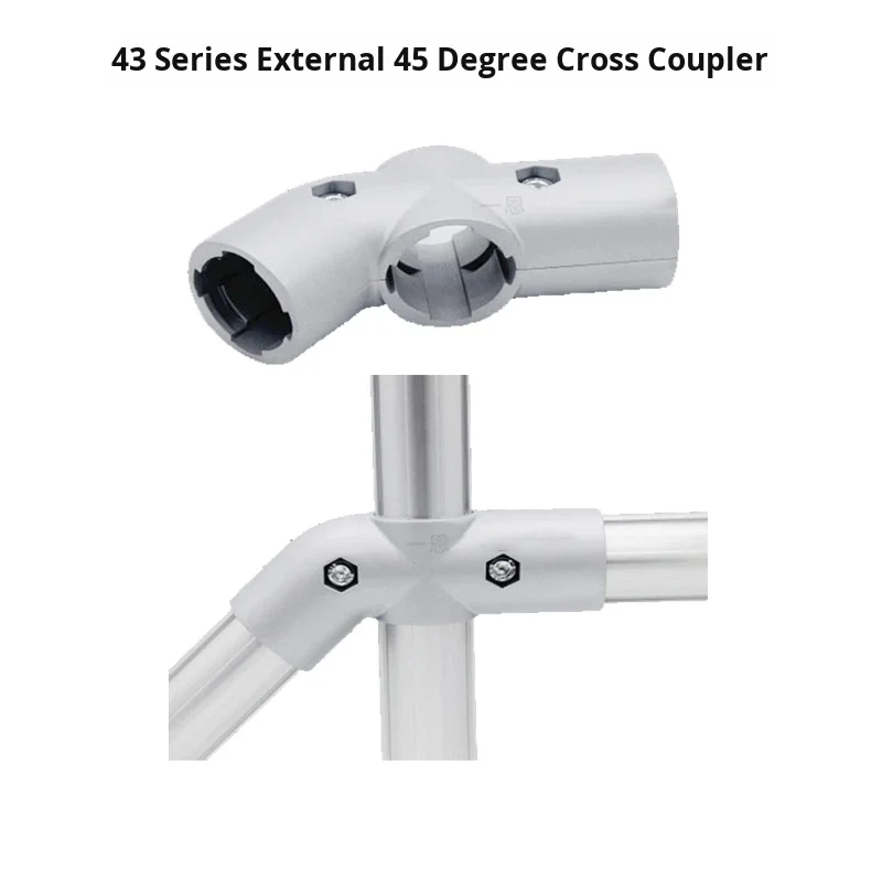 43mm Series 1000 Grade External 45 Degree Cross Joint Third Generation Wire Rod Aluminum Alloy Lean Pipe Connector Accessories
