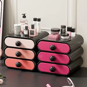Modern Design Home Bedroom Desktop Storage Box Drawer-Type Cosmetics Rack High-End Aluminum & Plastic (PP)