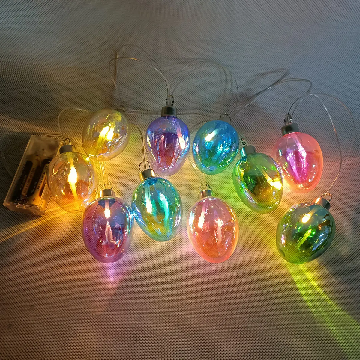 Wholesale handmade led light up easter day gifts decorative hand blown glass easter set egg holiday home decorations indoor details