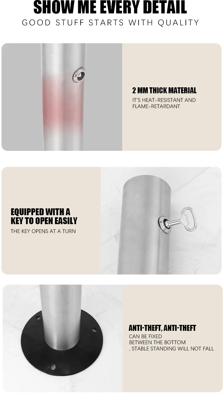 Standing Ashtray Outdoor Post Windproof Stand Ashtray Stainless Steel Vertical Cigarette Butt