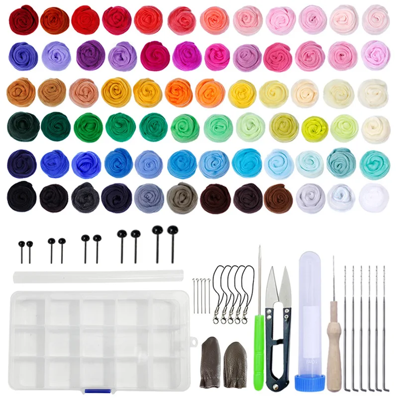 72 Colors Wool Needle Felt Kit With Tools,Needle Felting Kit Wool For