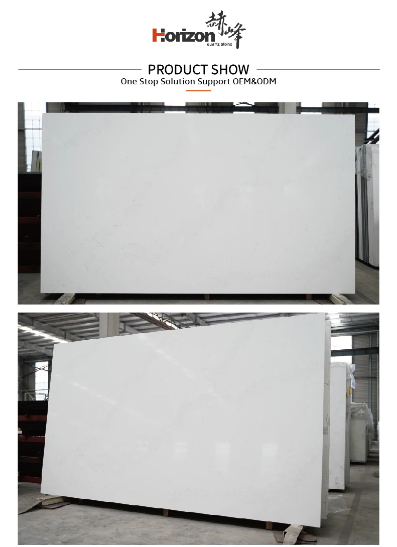 2023 Horizon Absolute White Quartz Countertop Slabs Artificial