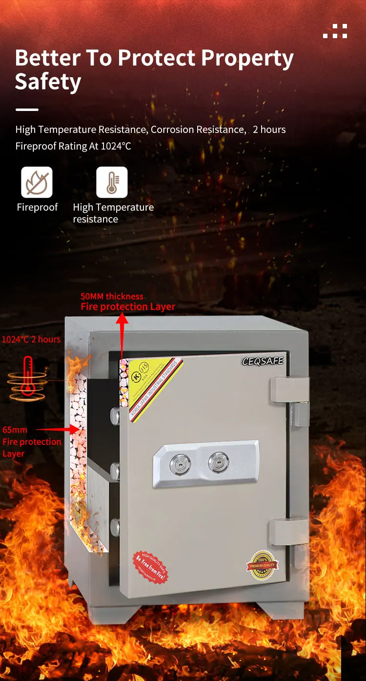 CEQSAFE Electronic Lock Box 2 Hours Fireproof Safe Box for Office and Home Use factory