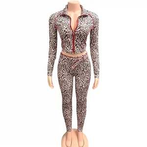 Dropshipping Wholesale Fall Autumn Trendy Boutique Leopard Print Lounge Wear 2 Piece Set Women 2026