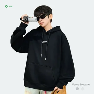 Christmas Teen Boys Casual Loose Solid Winter Fleece-Lined Hooded Cozy Sweatshirt Cotton Polyester Blend Digital Warm Pullover