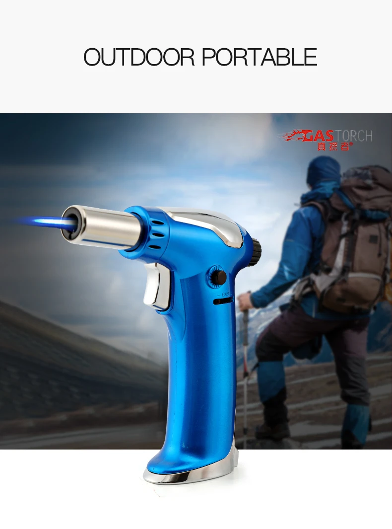 Gf-905 Most Powerful Custom LOGO Camping Windproof Chefs Gas Butane Jet Torch Lighters for Cigar Kitchen Culinary