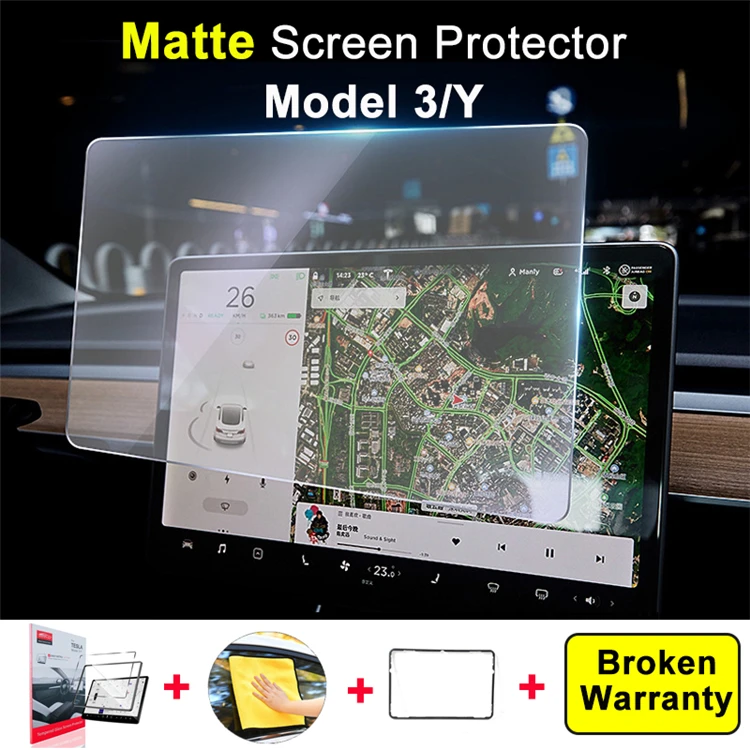 For Tesla Model Y Glass Screen Protector Matte Tempered Glass Screen Protector For Tesla Model Y