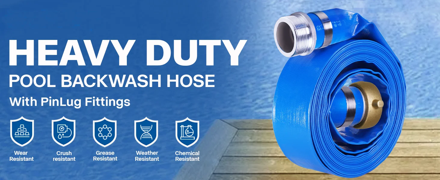 3 Inch X 100 Ft Pool Backwash Hose With Aluminum Pin Lug,Heavy Duty Lay