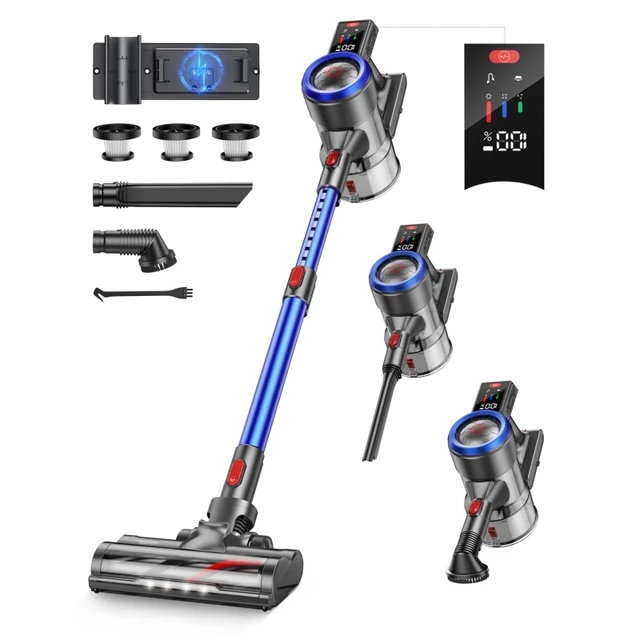 Cordless Vacuum Cleaner with LED Display, Brushless Motor, Max 50 Mins Runtime with Detachable Battery, 6 in 1 model A25