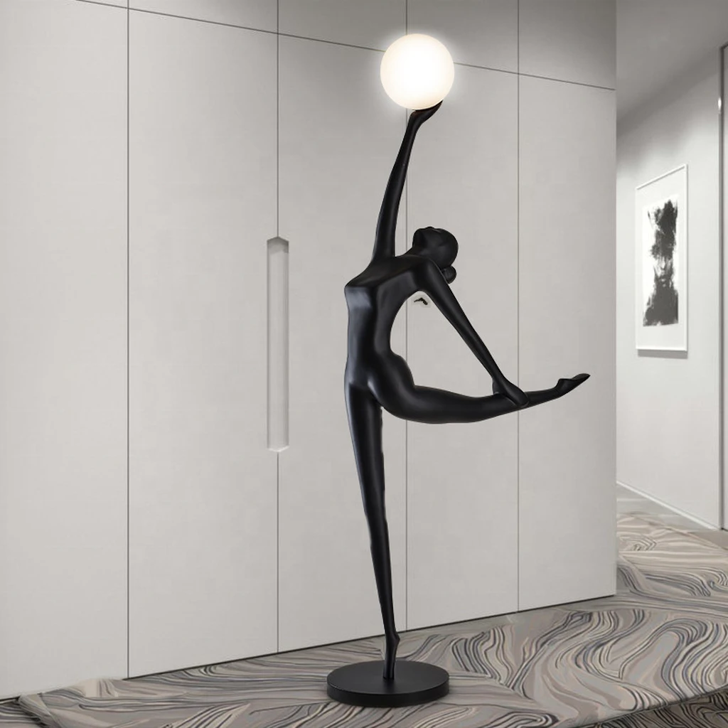 Abstract Dancing Lady Lamp-Minimalist Hand-painted Resin LED Sculpture ...