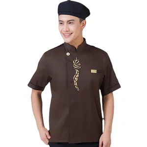 Male Chef's Short-Sleeved Uniform Chinese-Style for Restaurants Hot Pot Kitchens Canteens