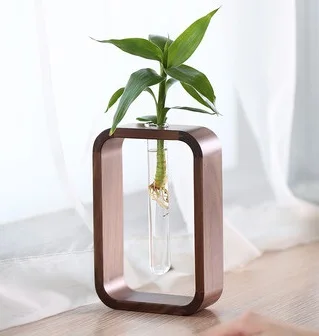 Simple Modern Glass Vase Hydroponic  Ware Light Luxury Wood Products Home Furnishings