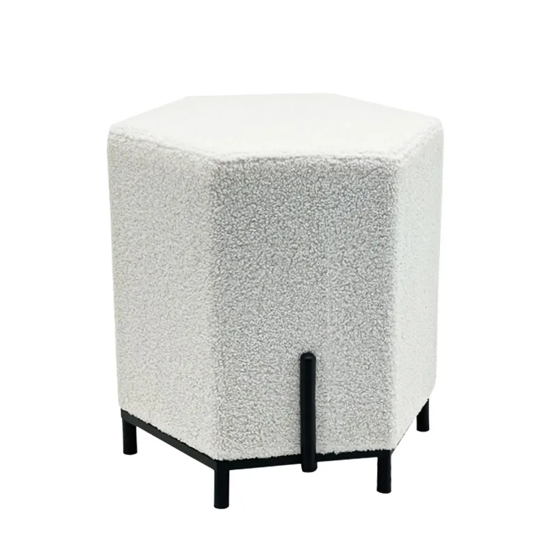 Hot Sale Living Room Furniture Ottoman Design Pouf with Gold Leg