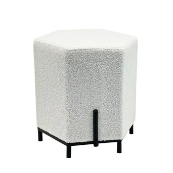 Hot Sale Living Room Furniture Ottoman Design Pouf with Gold Leg
