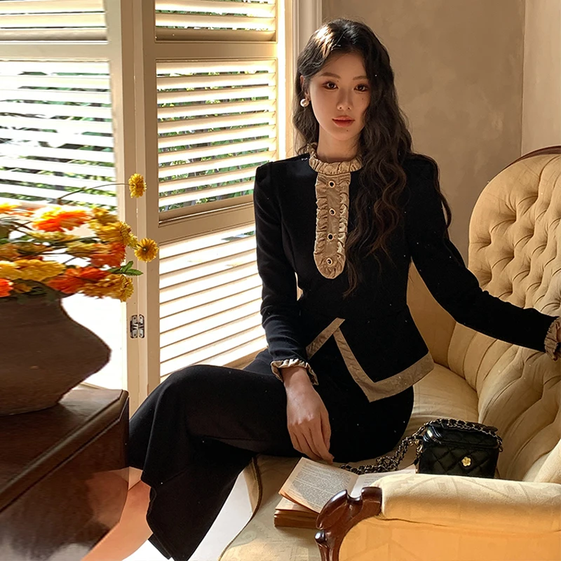 Droma新作秋韓国スタイルファッションスーツ女性パンツスーツ