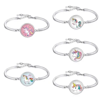 Manufacturer Custom Logo Unicorn Glass Dome Cabochon Bangles Bracelets