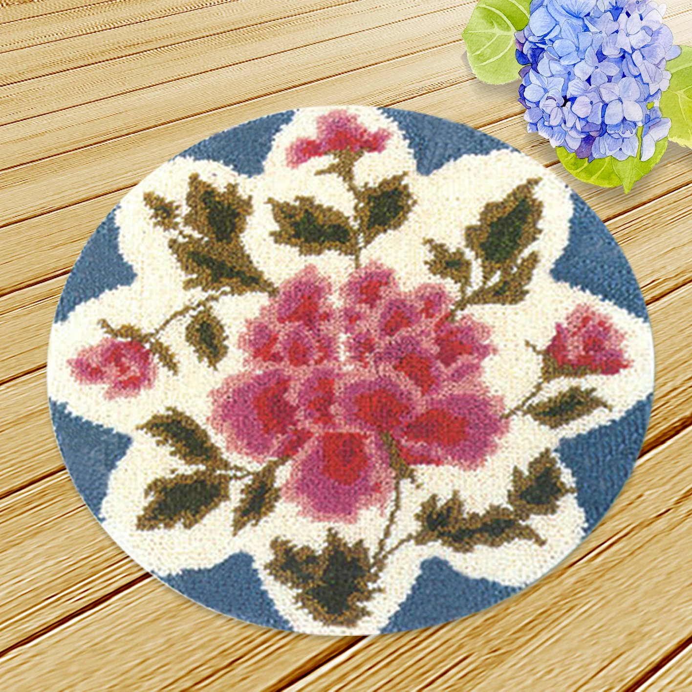Kits d'oreillers bricolage crochets de loquet, housse de coussin imprimée en couleur perroquets, ensemble de fil de broderie au point de croix pour cadeau de festival 16,9 x 16,9 po - France
