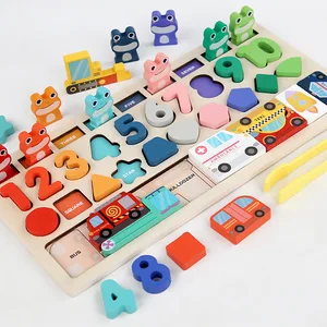 Best Value Children's 4 In1 Logarithmic Board Digital Shape Matching Puzzle Juguetes Early Education Toys for Kids Boys Girls