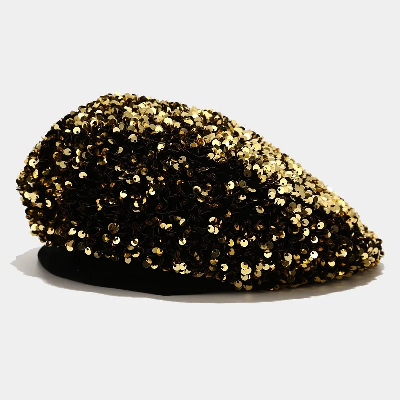 HZM-50115 Sequins Beret - Party Bling Octagonal Hat display picture 2