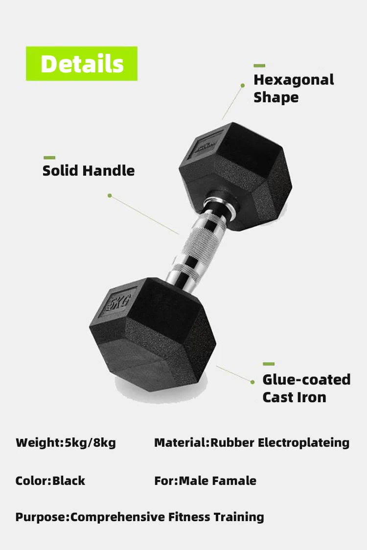 Gym Hex Dumbbells Rubber Encased Solid Weights Sets Hexagonal Hexa ...